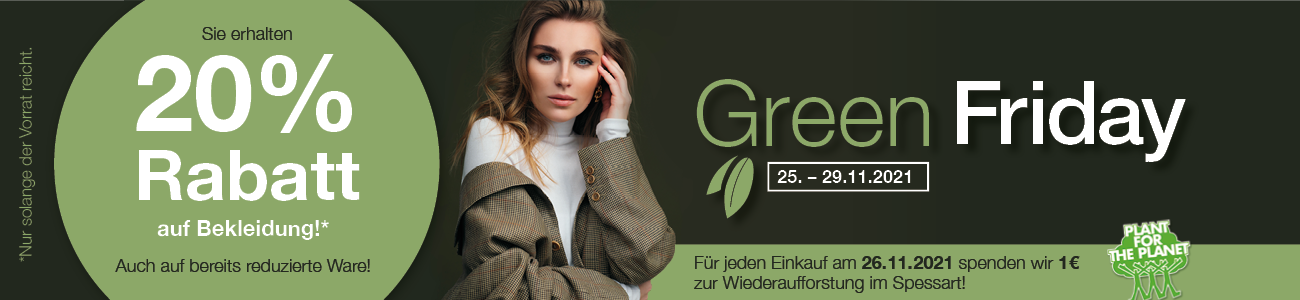 Green Friday bei Schuh Mücke! 20 % Rabatt auf Bekleidung!