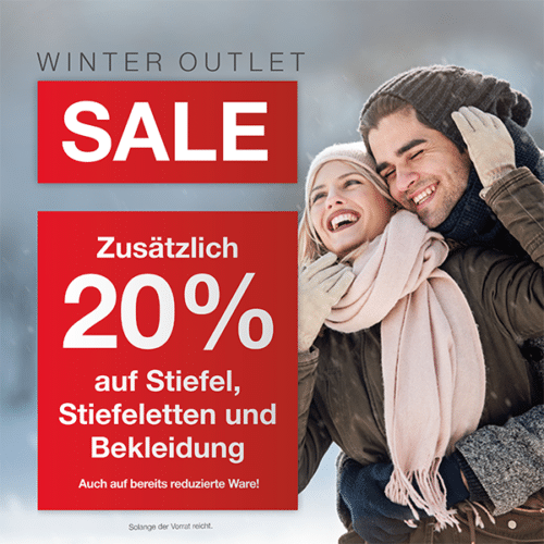 Winter Outlet Sale - 20% Rabatt auf Stiefel, Stiefeletten und Bekleidung